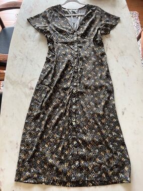 NWT O’Neill RAYNEY AVA DITSY BUTTON FRONT MIDI DRESS